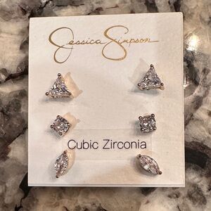 Jessica Simpson Silver Cubic Zirconia Earring Trio